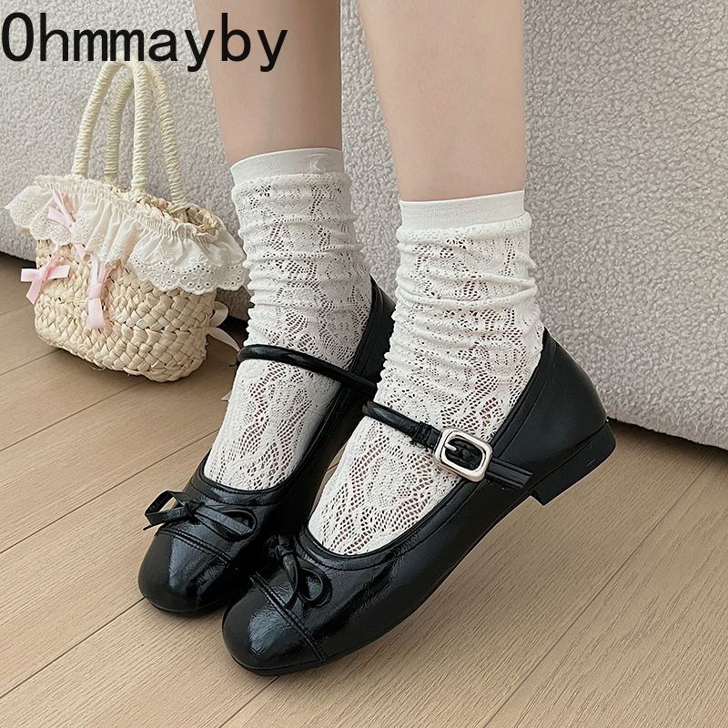 Low Designer Heel Women Mary Jane Shoes Fashion Shallow Butterfly-knot Autumn Ladies Dancing Party New Prom Pumps 7d44