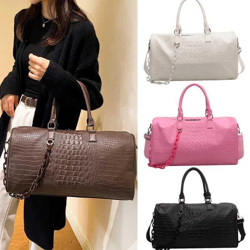 Carry on Travel Luggage Handbag Women Large Candy Color Shoulder Bag Waterproof Pu Trip Commuting Gym Sports Crossbody Pack 240914