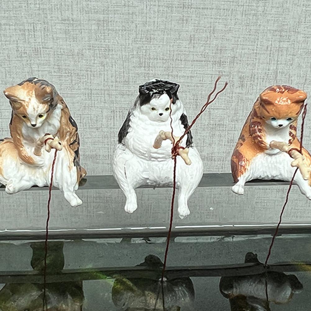 Cute Cat Figurines Aquarium Ornament Fish Tank Decoration for Aquarium Fish Tank Landscaping Decoration