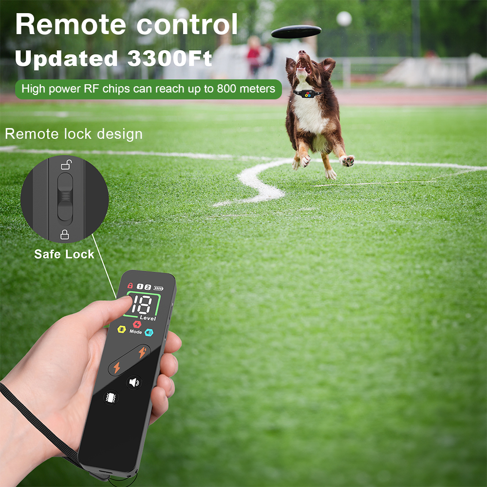 800M Dog Training Collar Color Screen Remote Control Dog Trainer Electric Shock Vibration Buzzer Type-C Anti Bark Dog Collar