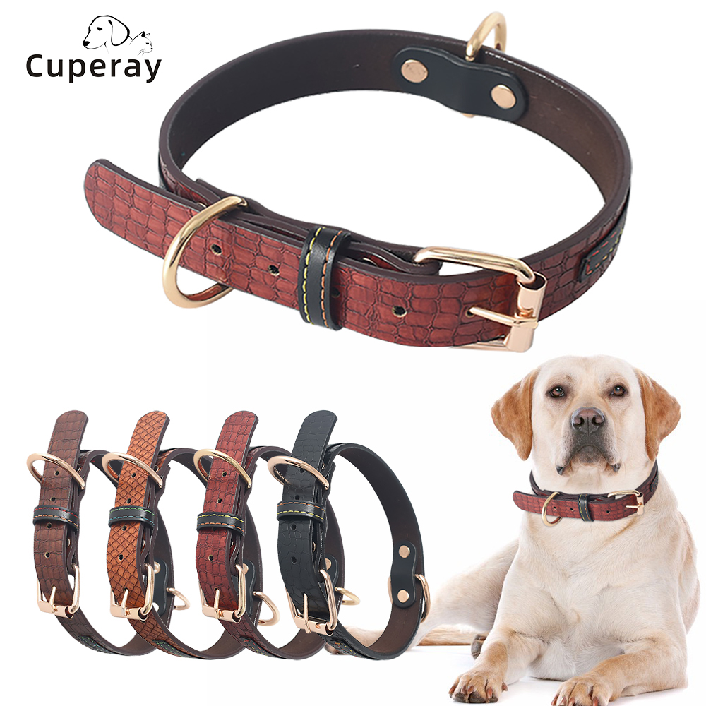 Adjustable Pet Collar with High Quality Metal Buckle Sturdy and Durable Leather Dog Collar, for Large and Medium Small Dogs Cats