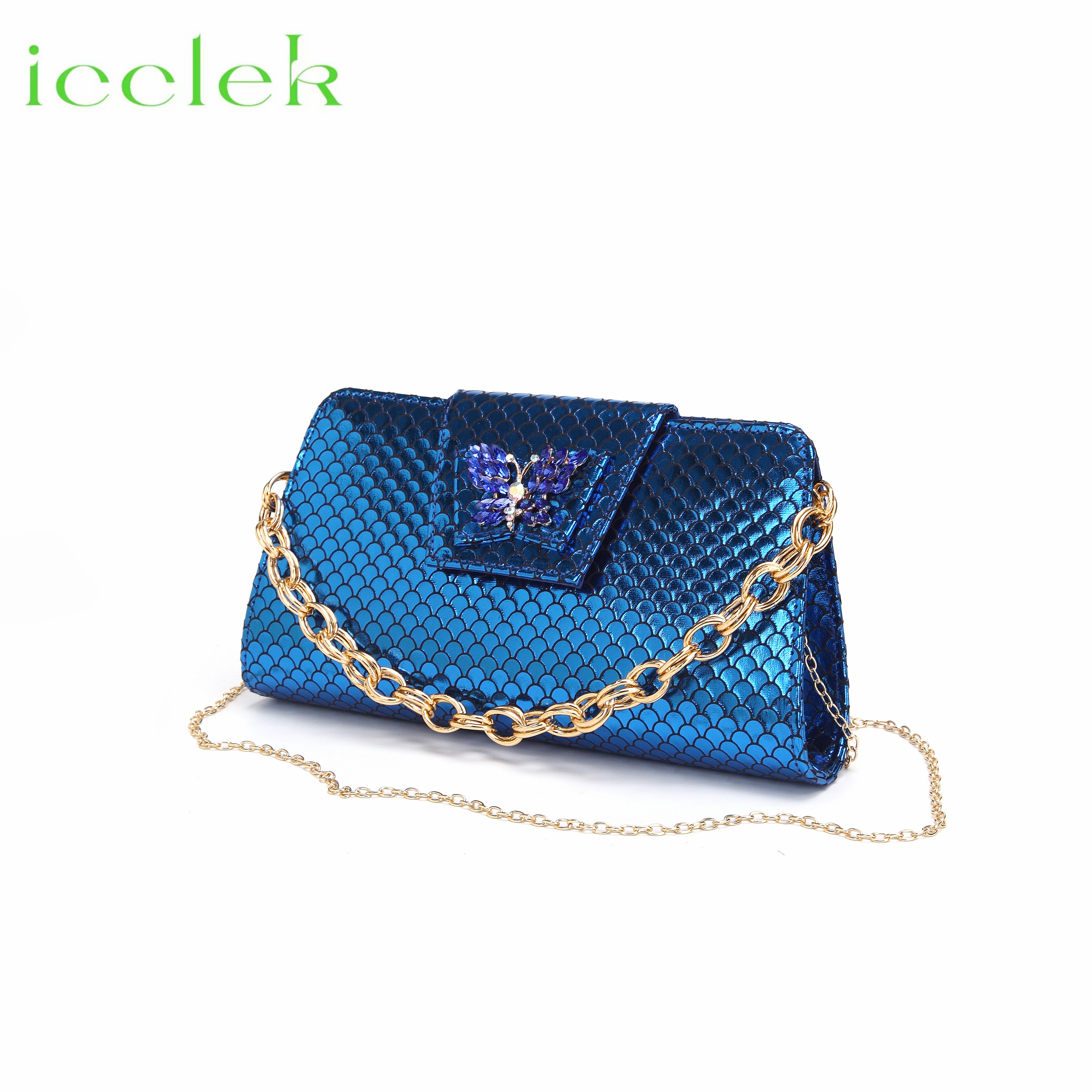 Royal Blue Fish Scale Material Design Ladies Shoes Matching Bag Set For African Women Wedding Party Pump