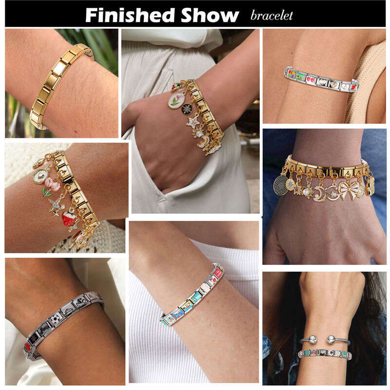 New Women's Gift Gold color Halloween Pumpkin Pendant Italian Charms Links Bangle Beads Fit 9mm Stainless Steel Bracelet Making DIY For Women Fas