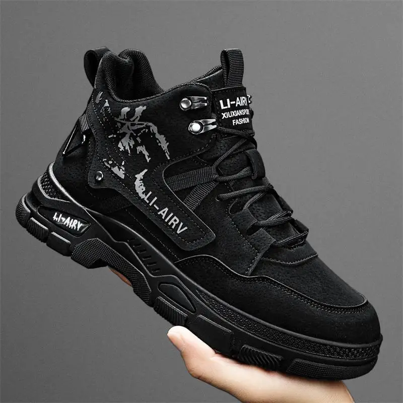 Mens High-top New Casual Male Boots Vintage PlatformAnkle Outdoor Lace-up Walking Loafers Leather Sneakers