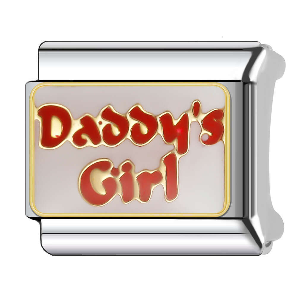 New Women's Gift beautiful flower daughter Bead Italian Charms Links Bangle Beads Fit 9mm Stainless Steel Bracelet Making DIY For Women Fashion J