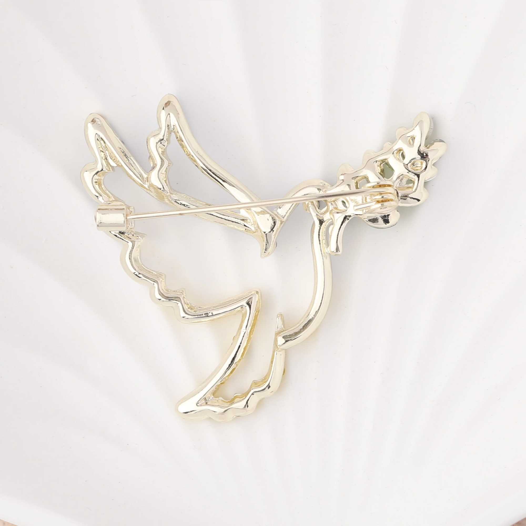 Luxury Jewelry 4-Color Peace Dove Brooch Pin White Dove Women Brooch Ukraine Rhinestone Enamel Pin Gift For HerX240914