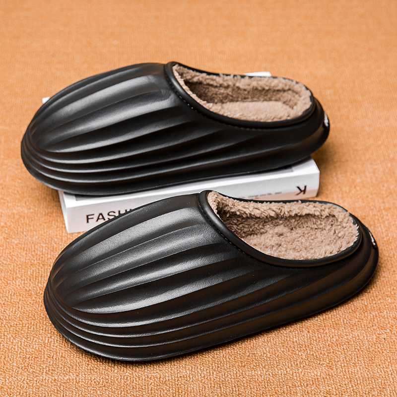 Fashion Winter Men Warm Slippers Cotton Slippers Outdoor Indoor Comfortable Non-Slip Casual Shoes Men's Bedroom Plush Slippers
