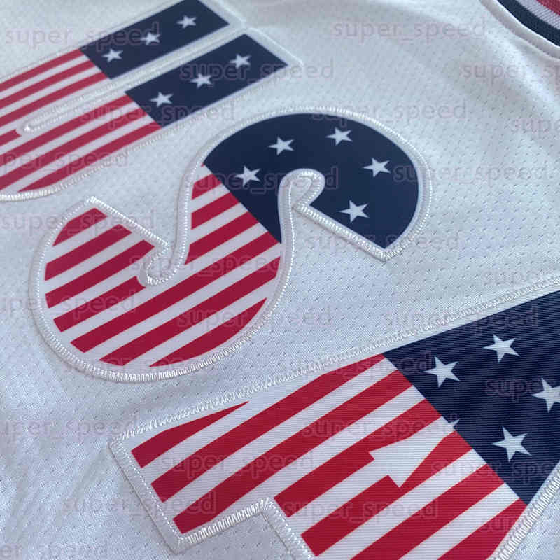 Men's 9 Embroidered Basketball Jersey White America Flag Breathable Sleeveless Crew Neck Top for Men Loose Fit Slight Stretch Polyester Fabric Ca