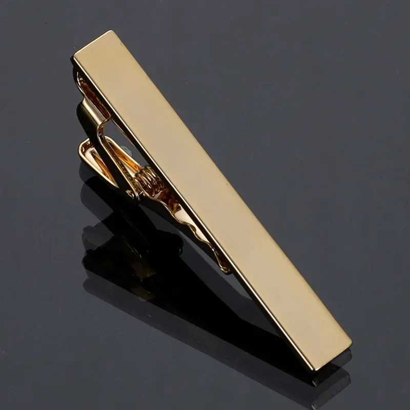 4.5CM Mens Simple Short Gold-color Tie Clip Fashion Pattern Crystal Copper Collar Clips Business Suit Jewelry AccessoriesX240914