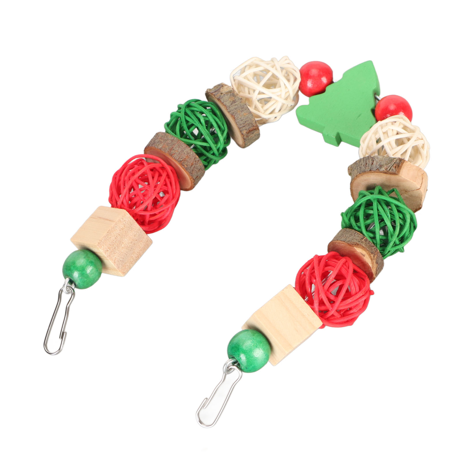 Colorful Wooden Chewing Toy for Parrots, Teeth Grinding, Rattan Ball, Christmas Bird, Hamster, Rabbit