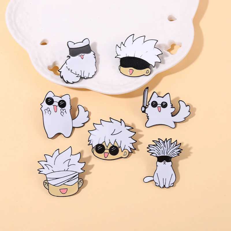 Enamel Pin Kawaii Anime Role Eye Mask Cute Manga Brooches Badge Jujutsu Kaisen Anime Accessories For Backpack Gojo Satoru CatsX240914