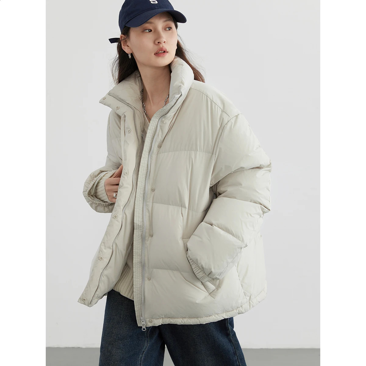 CHIC VEN womens down jacket loose casual 90% white duck down jacket rack collar womens bread jacket autumn 240913