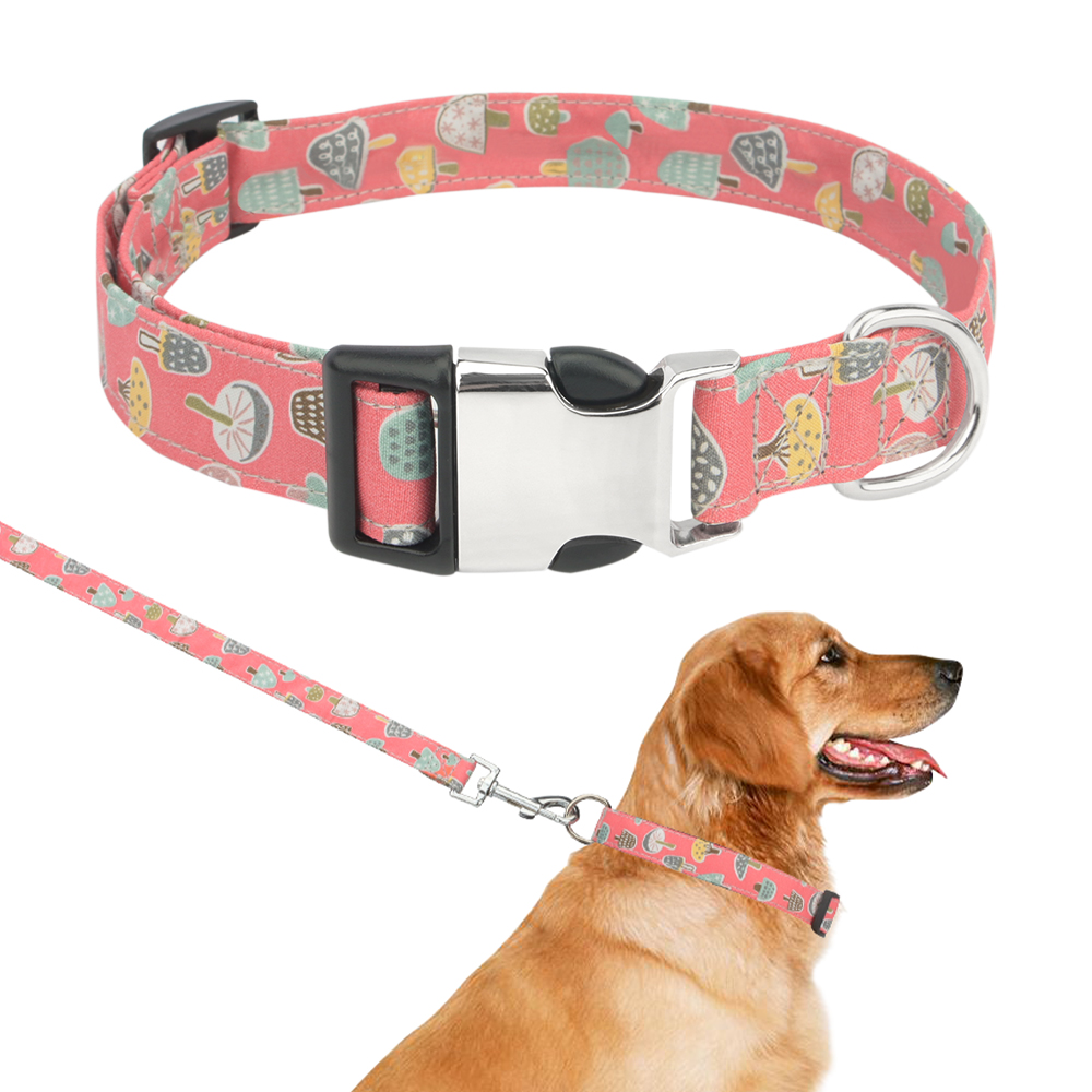 Unique Style Cartoon Pattern Dog Collar with Metal Buckle Puppy Adjustable Cloth Collars for Dogs and Cats Small Medium Large
