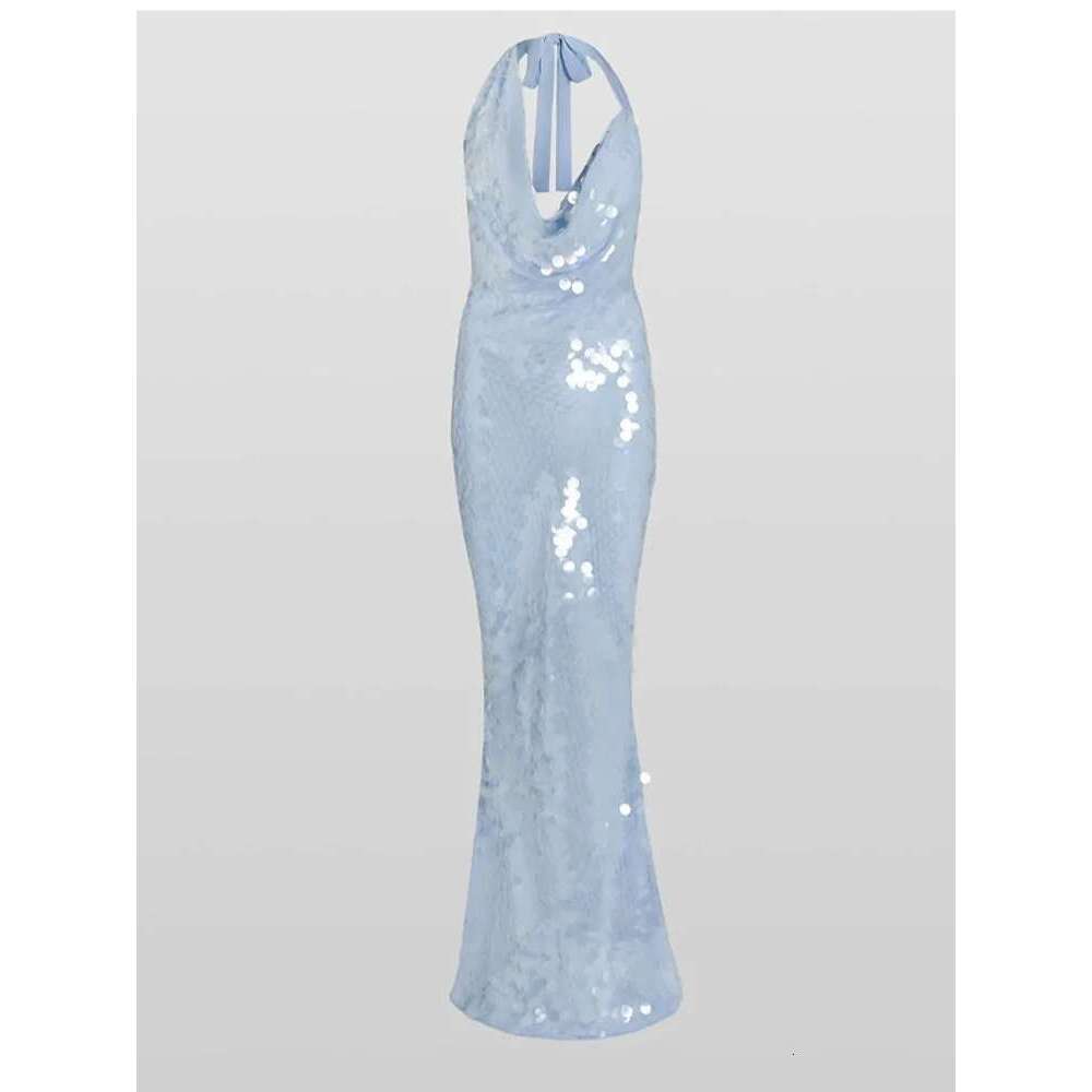 Sparkg Sequin Women Evening Dresses Sexy Backless Halter Lace Up Sleeveless Bodycon Dress Lady Wedding Prom Party Vestidos