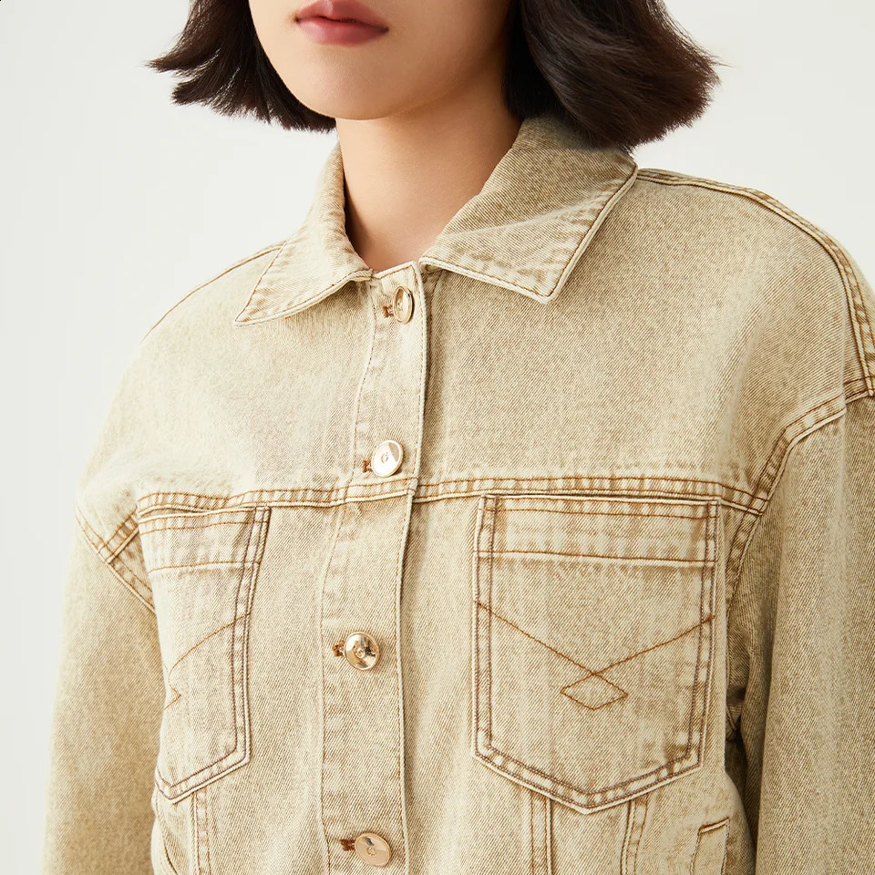 K2212W 100% pure cotton womens high-quality knitted denim jacket suitable for autumn and winter Ladi denim coats 240906