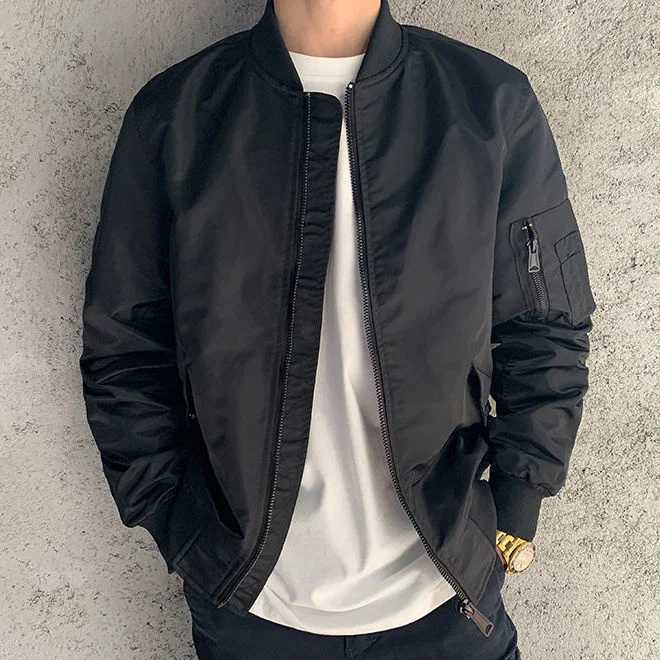 Maden casual mens green military flight bomber tank jacket solid retro jacket single cycle jacket collar mens clothing W240914