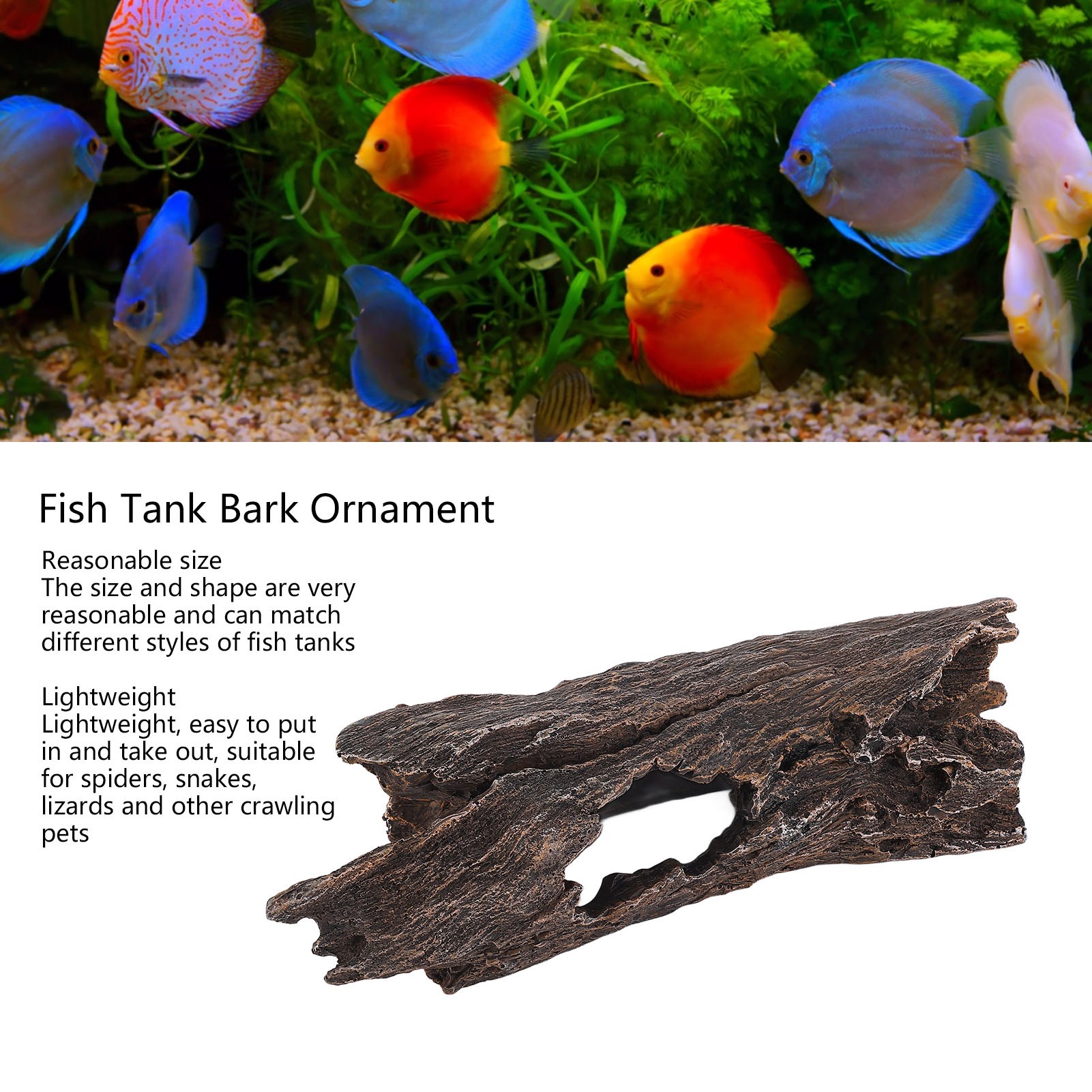 Fish Tank Bark Ornament Ingenious Resin Durable Aquarium Bark Ornament For Reptile