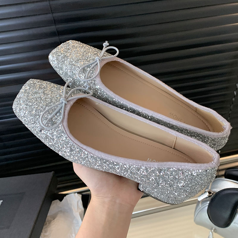 2025 new Fashion Golden Bg Footwear Designer Shallow Women Square Heel Female Slides Butterfly-Knot Ladies Heeled Pumps Shoes ef5e ed