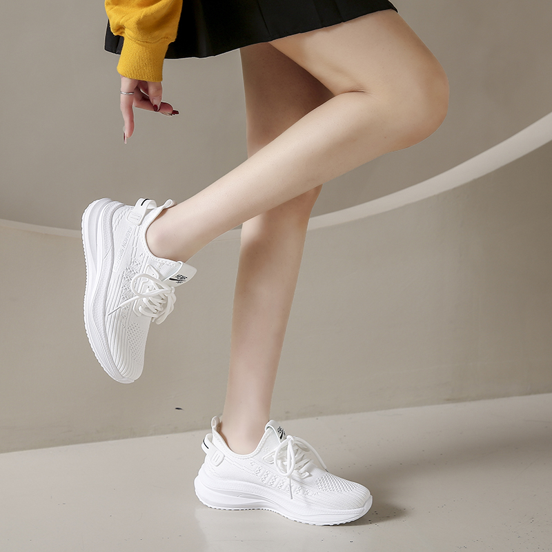 Spring Green Mesh Breathable Sneakers Sports Air Cushion Lace-up Flat Casual Shoes Women Outdoors Fashion Slip on Walking Shoes