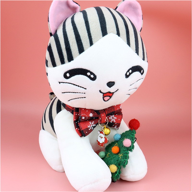 Adjustable Pet Collar Christmas Snowflake Plaid Detachable Bow With Bells Personalized Pendant Kitten Collar Small Dog Accessory