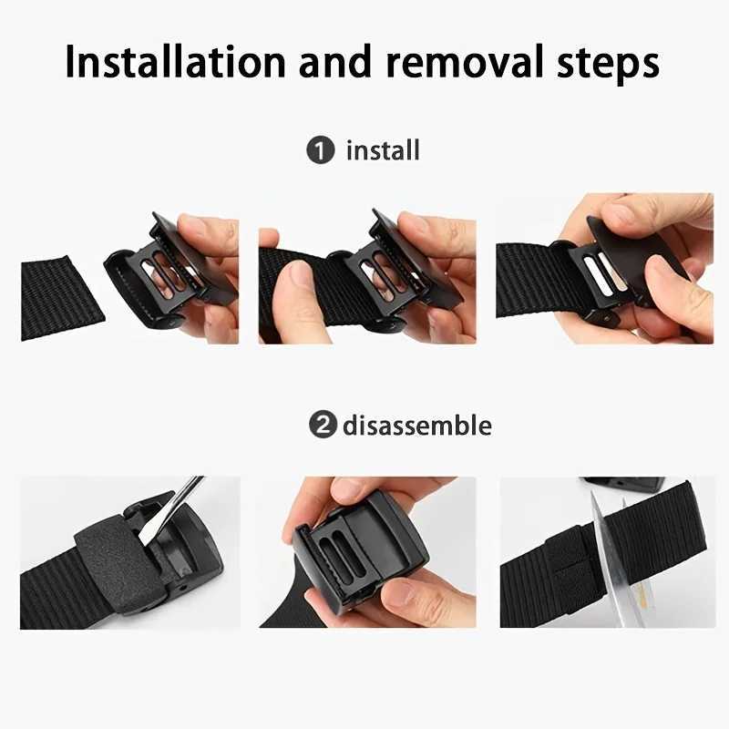 1pc Mens Canvas Belt Plastic Buckle Metal-Free Nylon Tactical Waist Belt Womens Belt Outdoor Hiking Webbing Belt Neutral BeltsX240914