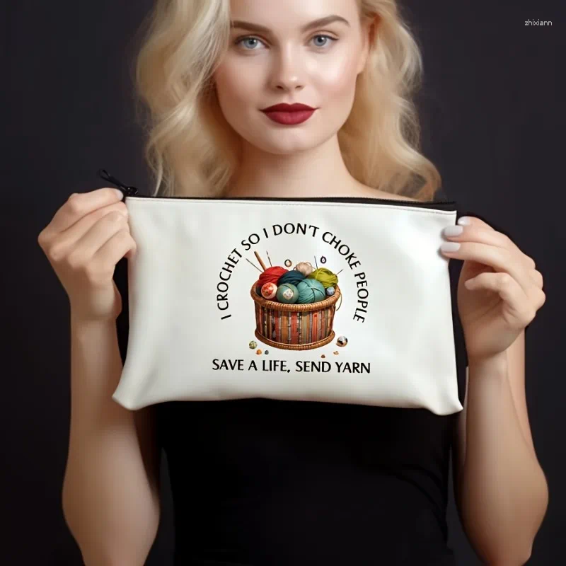 2025 NEW Drawstring 2PCS Crochet Themed Print Set Large Capacity Canvas Shoulder Bags Cosmetic Perfect Handbag For Daily Use Decorate zhanyishengli