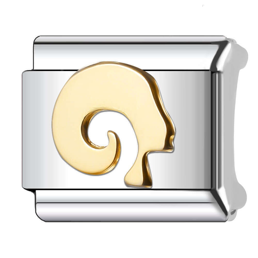 New Women's Gift 12 Constellation Gold Bead Italian Charms Links Bangle Beads Fit 9mm Stainless Steel Bracelet Making DIY For Women Fashion Jewel