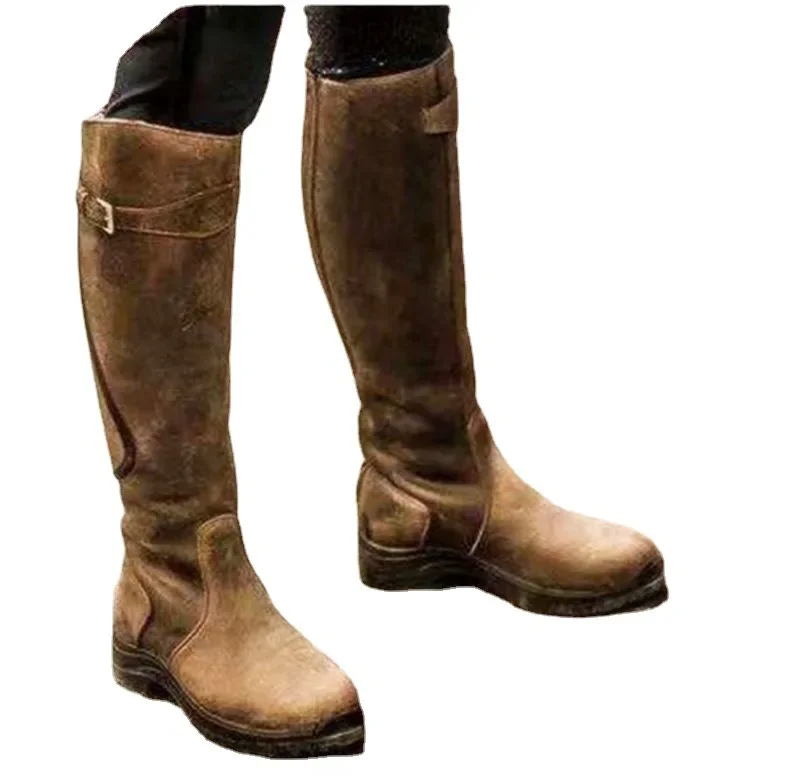 Western Fashion Women Boots Winter Knee Heels Quality Suede Long Comfort Square Botines Mujer Thigh High Boot Botasd45 c502