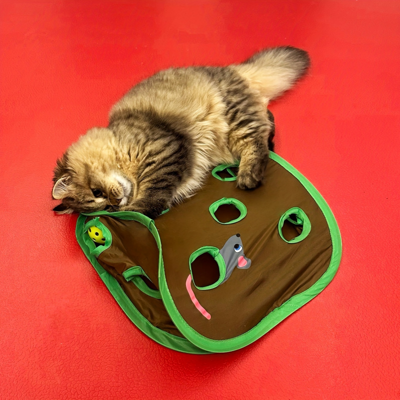Pet Cat Interactive Hide-and-seek Toy, 9 Hole Tunnel Rat Catching Toy, Pet Hiding Hole, Foldable Toy