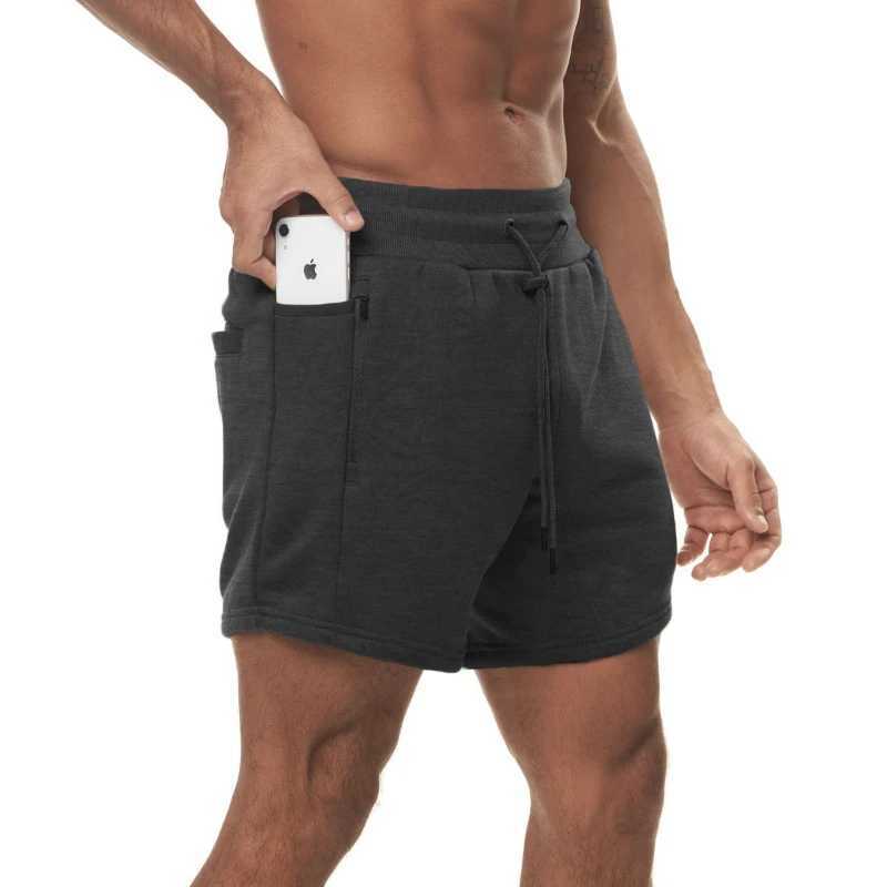 Gym Muscle Fitness Summer Casual Shorts Sports Cotton Short Pants Mens Jogging Running Sweatpants Pocket Basketball Shorts Y240914