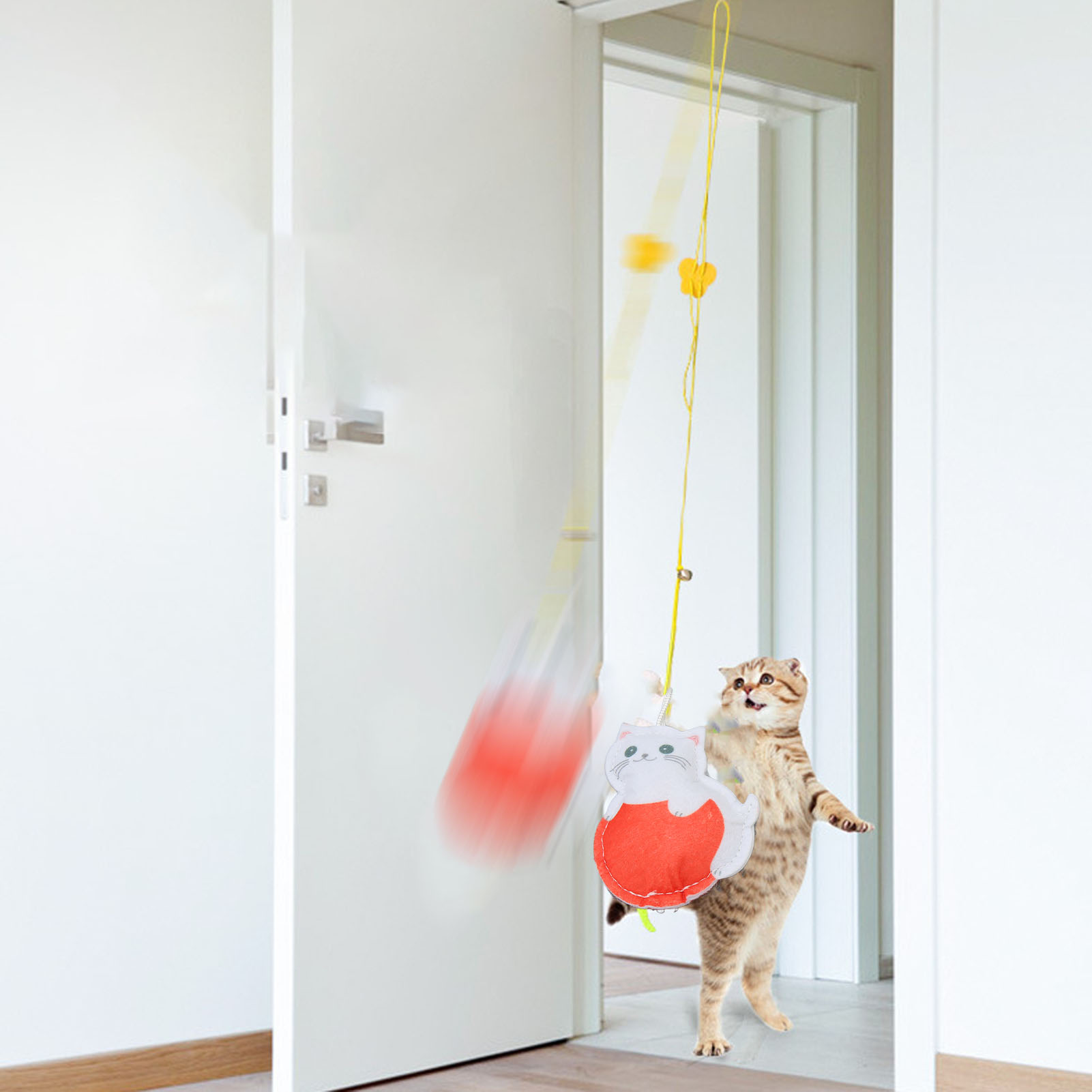 Hanging Door Cat Toy Adjustable Interactive Retractable Kitten Toy Funny Cat Teasing Toy