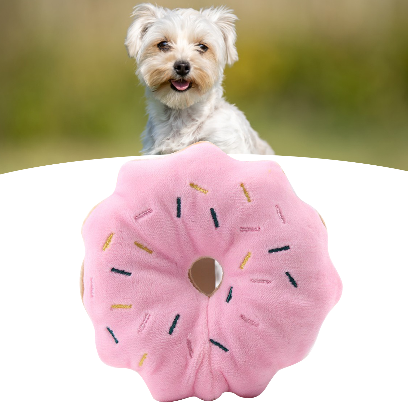 Pet Chewing Toy Soft Plush Doughnut Biting Toy Grinding Teeth Anxiety Reduction Interactive Pet Toy For Dogs