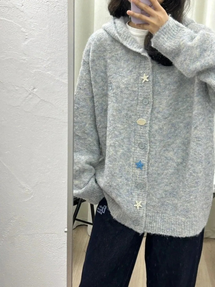 Autumn Winter Hoodie Cardigan Coat Women Lazy Long Sleeve Knitted Tops Mujer Fashion Allmatch Single Breasted Sweater 240904