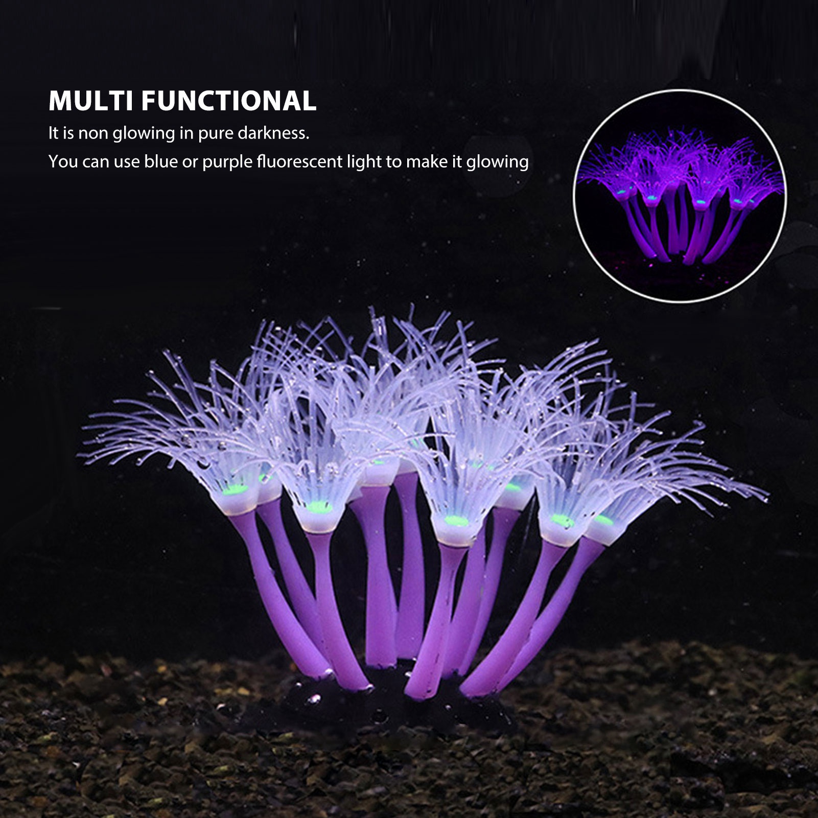 Aquarium Simulation Silicone Coral, Lifelike Decorative Ornament, Artificial Fish Tank, Water Plant for Freshwater