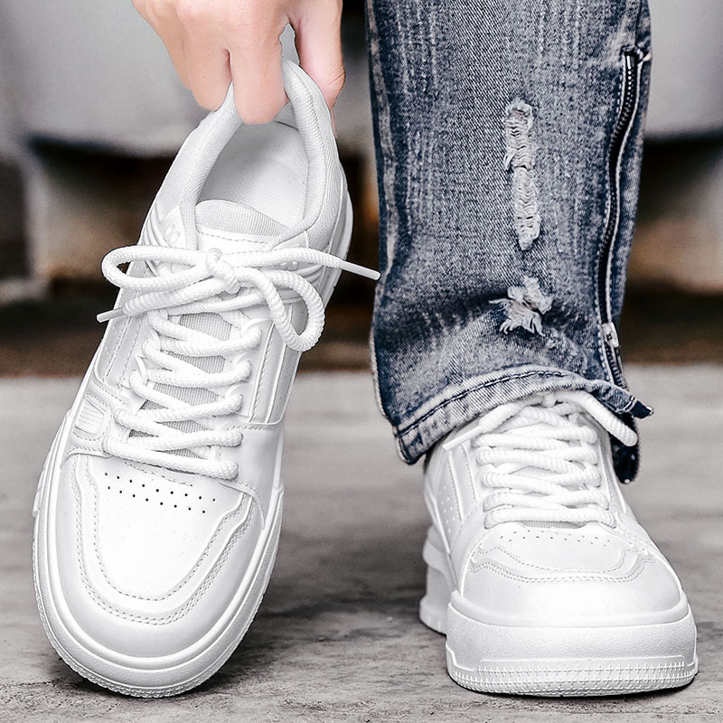 Fashion Versatile White Men Sport Shoes Platform Thick Sole Casual Sneakers Breathable Lightweight Running Shoes Tennis Shoes