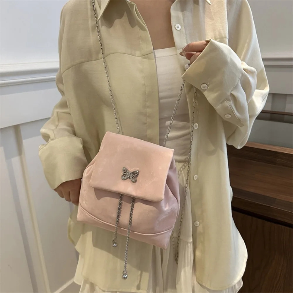 Fashion chain mini backpack butterfly element Korean womens backpack PU small bag for women 240912