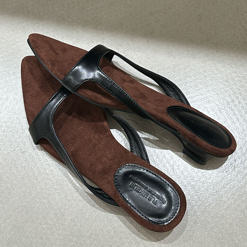 Footwear New Designer Fashion Pointed Toe Ladies Female Sandals Women Slides Slippers With Low Heel Shoes bbfb f29