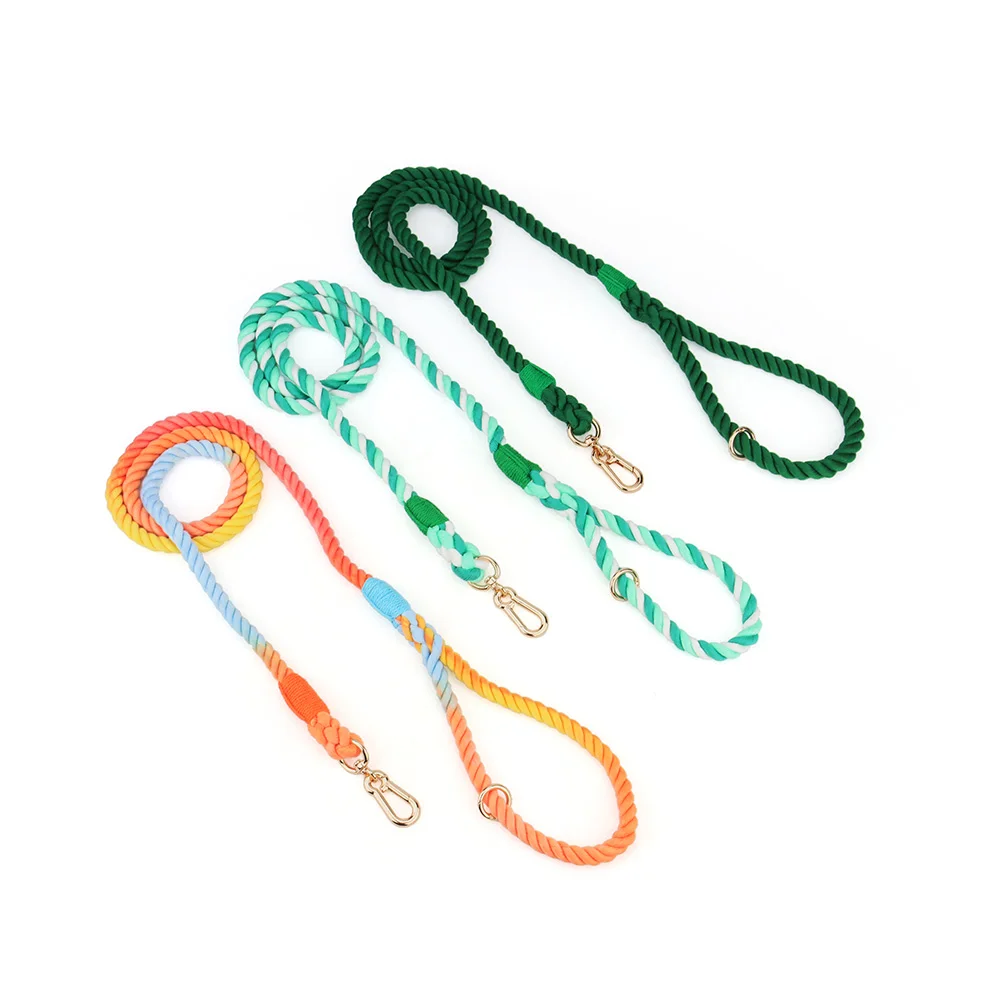 Dog Leash Handmade Braided Rope Dog Leashes with Metal Hook for Small Medium and Large Dogs Running Walking,Colorful Rainbow