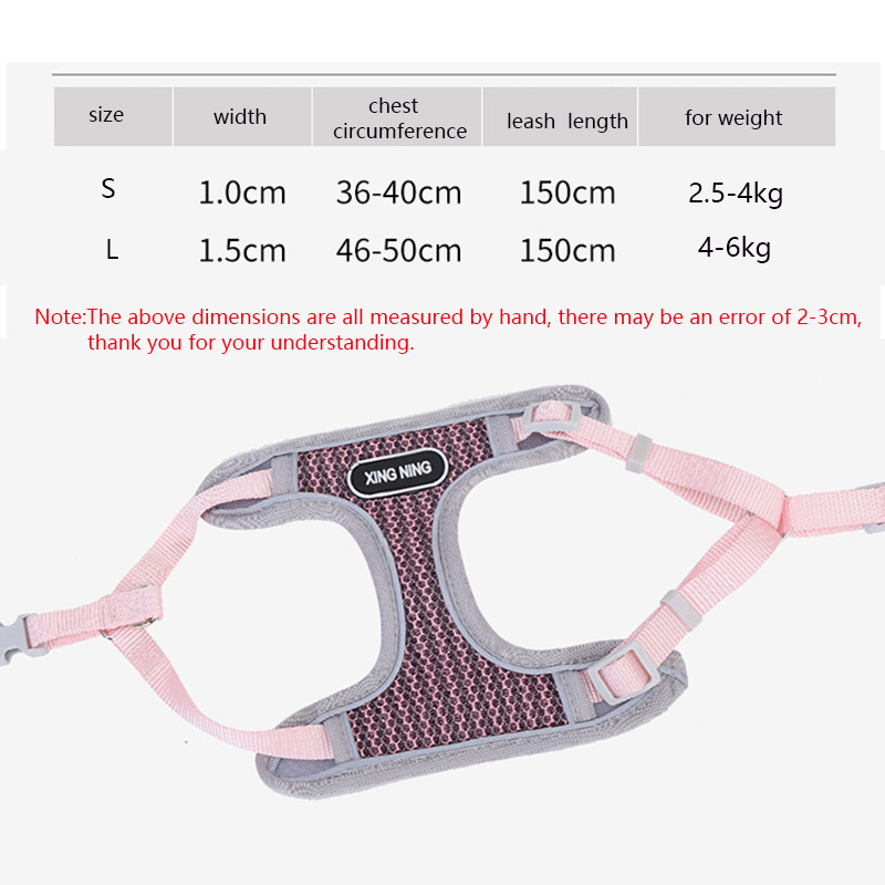 Pet Harness and Leash Set Adjustable Mesh Vest-style Cat Harness & Comfortable Foam Handle Leash for Cat Puppy Running Training