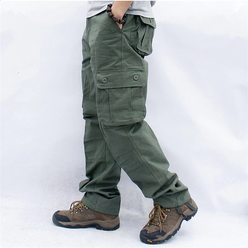 Mens Cargo Pants Casual Cotton Multi Pockets Military Tactical Pants Overalls Army Straight Slacks Long Trousers Plus Size 44 240911