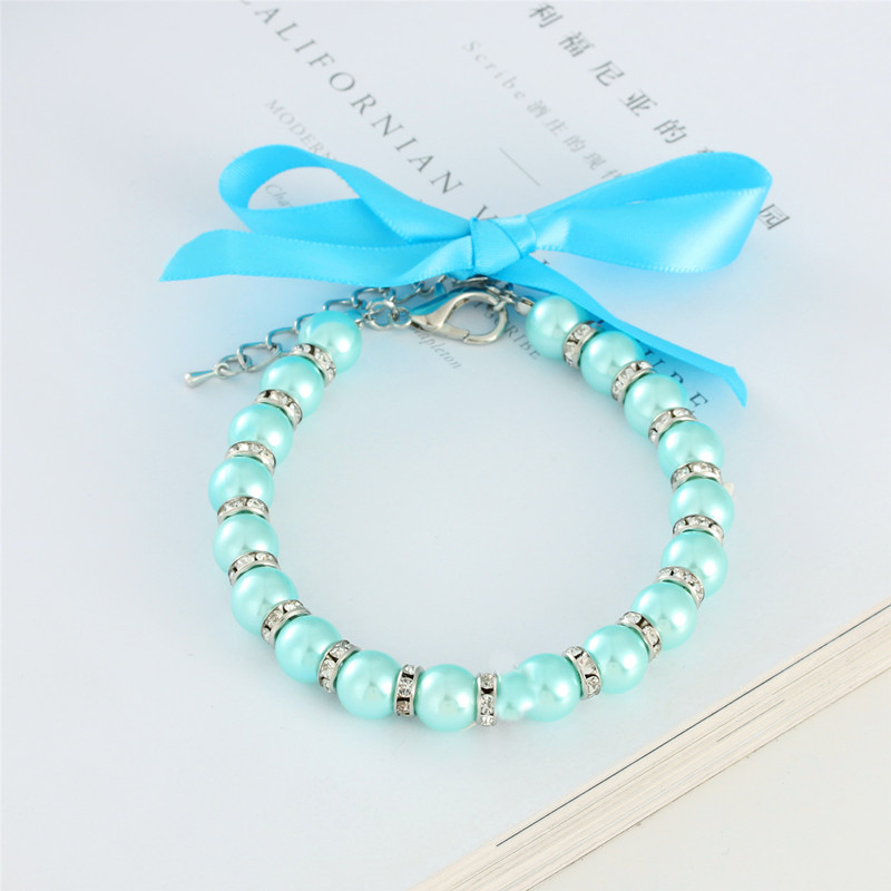 S/M/L Pearl Necklace Pet Collar, Cute Cat Collar with 5cm Extension Chain & Bow Knot Cat and Dog Jewelry Necklace Pet Supplies