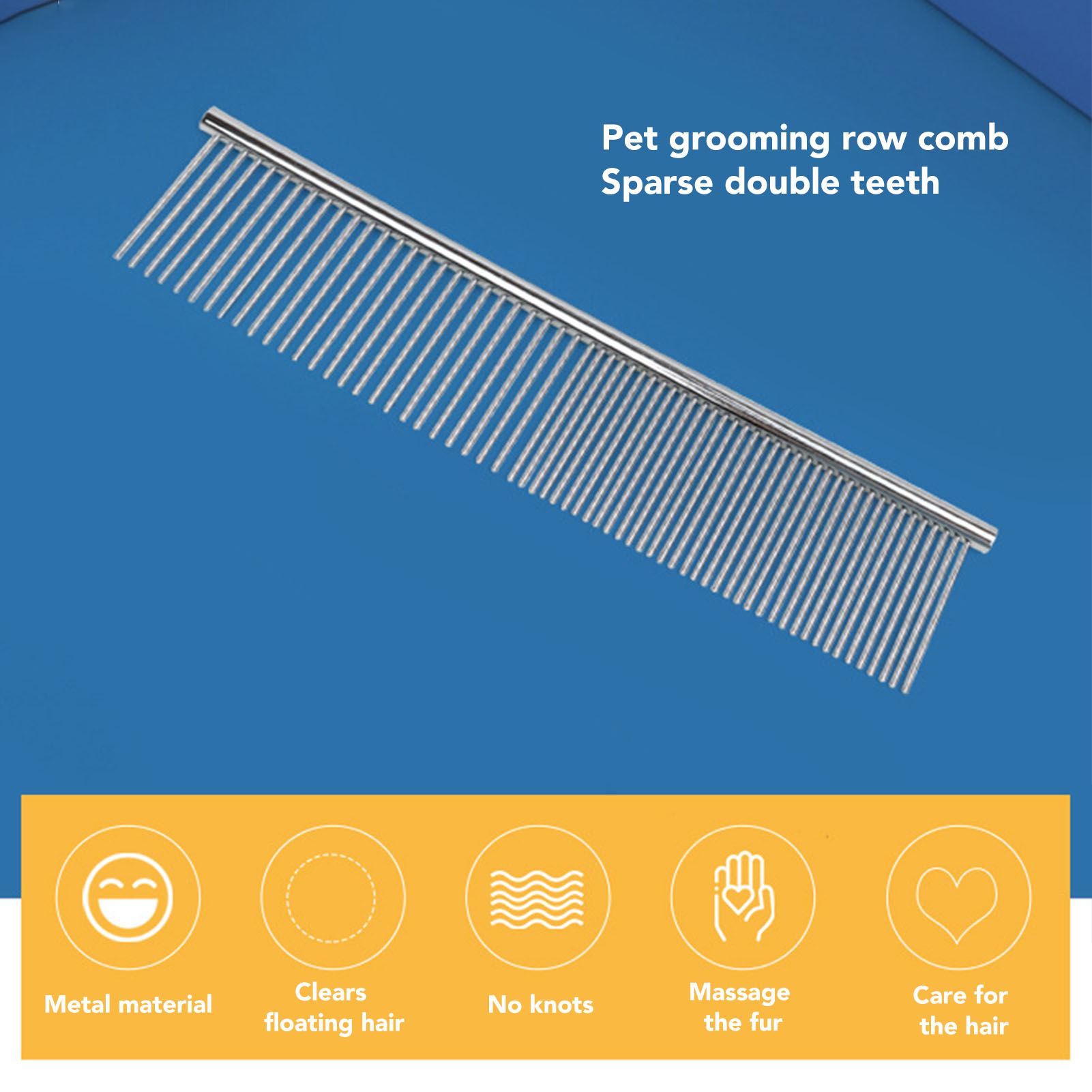 Metal Dog Grooming Comb Professional Removing Knots Lightweight Portable Safe Rounded Ends Pet Metal Comb Silver 92426 M