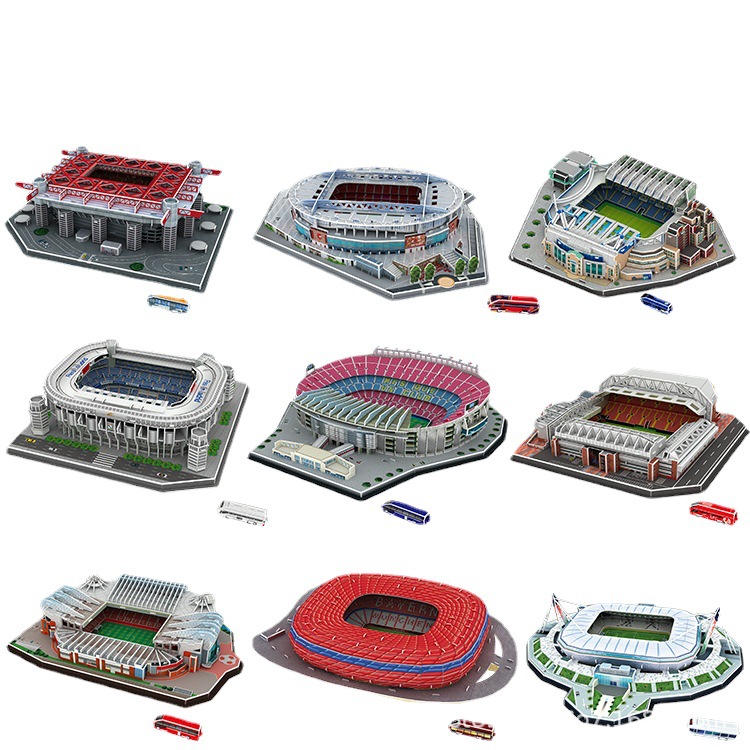 Interactive Architectural Bricks Toy Collection of World-Famous Stadia including Old Trafford and Barcelona's Nou Camp Football Field Toy Stadium