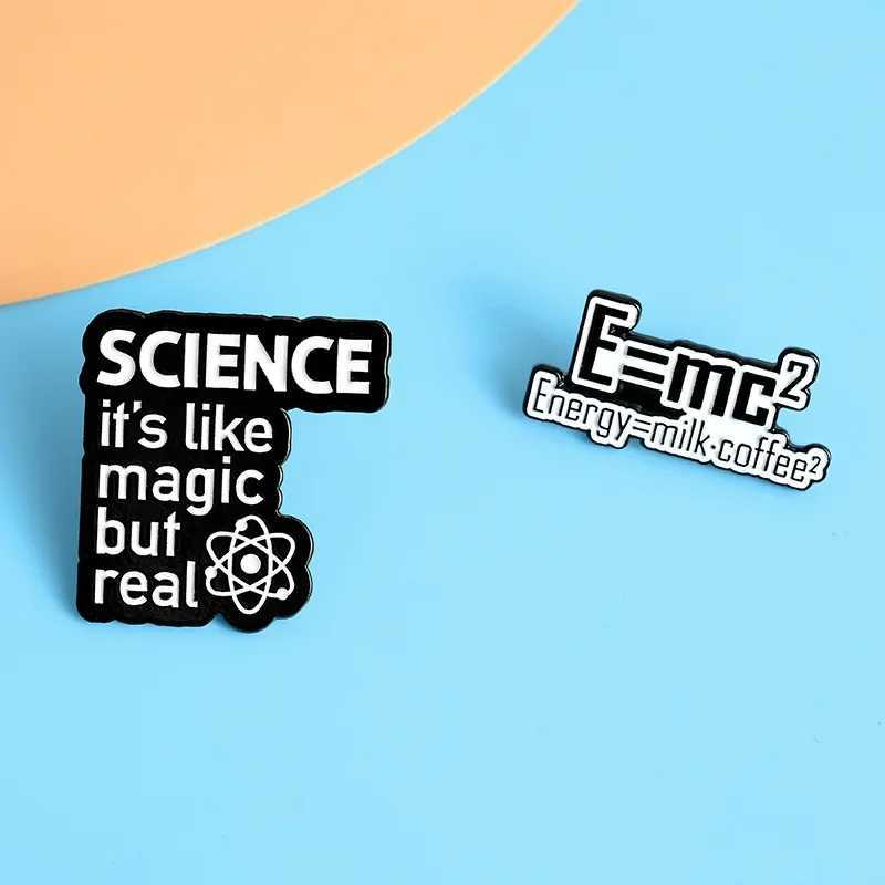 Meme Mass-energy equation Pins Milk Coffee Science Physics Relativity Chemical Magic Enamel Lapel Brooches Pin For Free ShippingX240914