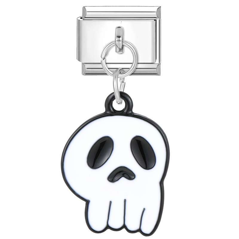 2024 Color Glaze Halloween Ghost Castle Bat Pendant Italian Charms Links Bangle Beads Fit 9mm Stainless Steel Bracelet Making DIY For Women Fashion Je