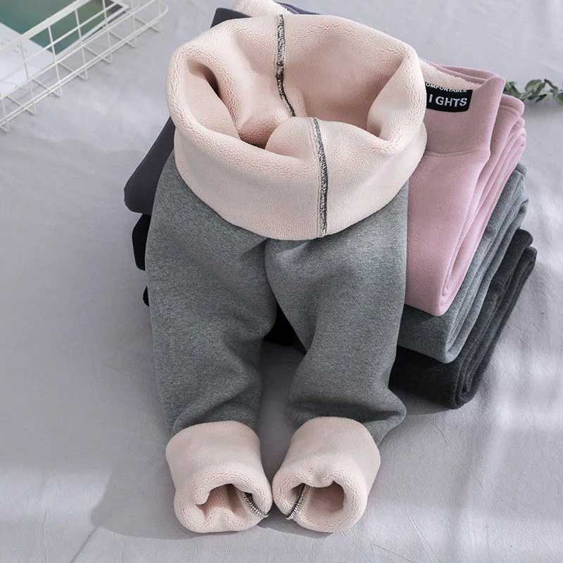 Womens Thicken Lambwool Leggings Korean Winter Casual Slim Warm Pencil Pant Plus Velvet High Waist Ankle-length Stretch TrouserX240914