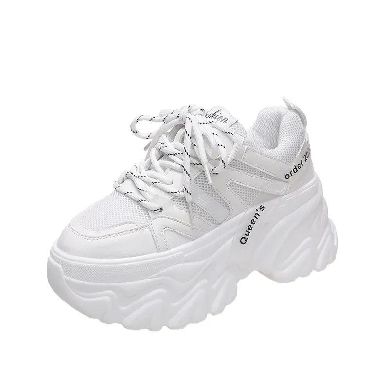 Women's Pink Chunky Sneakers Breathable Platform Sports Shoes Woman Lace Up Thick Sole Casual Shoes Zapatillas Mujer 2024