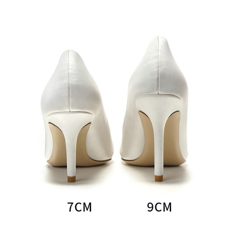 Fashion 2024 Dress shoes Wedding Female White Satin Bow New Pearl Fairy Wind Bridesmaid Shoes Bridal Pumps 430b