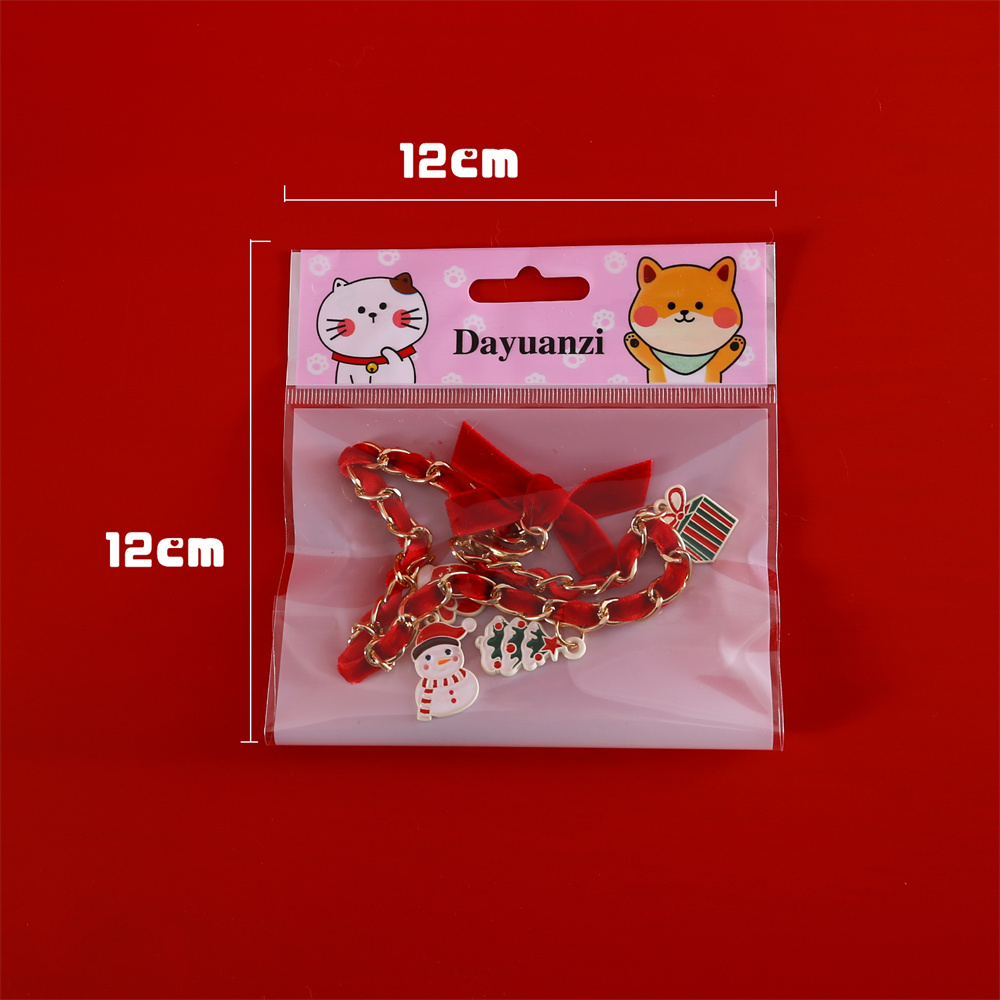 Pet Christmas Metal Velvet Collar Drip Oil Pendant Old Man Tree Gloves Socks Socks Bow Cat & Dog Collar Necklace Cat Accessories