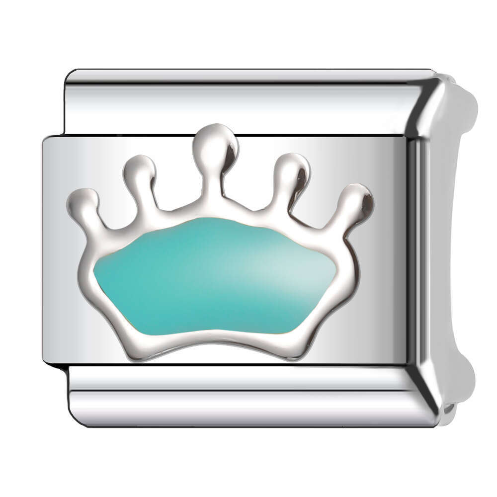 New Women's Gift Green Flower eyes crown Bead Italian Charms Links Bangle Beads Fit 9mm Stainless Steel Bracelet Making DIY For Women Fashion Jew